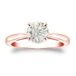Gold 1ct TDW Round-cut Diamond Solitaire Engagement Ring - Handcrafted By Name My Rings™