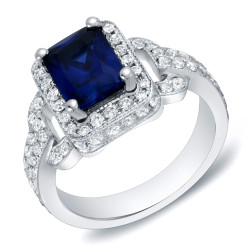 Gold 1ct TDW Sapphire and Diamond Engagement Ring - Handcrafted By Name My Rings™