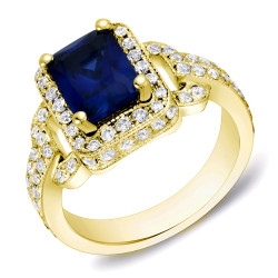 Gold 1ct TDW Sapphire and Diamond Engagement Ring - Handcrafted By Name My Rings™