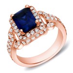 Gold 1ct TDW Sapphire and Diamond Engagement Ring - Handcrafted By Name My Rings™