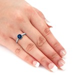 Gold 1ct TW Round Cut Blue Sapphire Solitaire Bezel Ring - Handcrafted By Name My Rings™