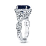 Gold 2 1/2ct Oval Cut Blue Sapphire and 3/5ct TDW Diamond Halo Engagement Ring - Handcrafted By Name My Rings™