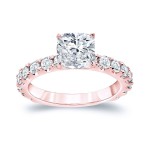 Gold 2 1/2ct TDW Certified Cushion Diamond Engagement Ring - Handcrafted By Name My Rings™
