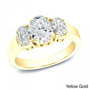 Gold 2 1/3ct TDW Certified Oval Cut Diamond Ring - Handcrafted By Name My Rings™