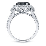 Gold 2 1/3ct TDW Round Cut Black Diamond Halo Engagement Ring - Handcrafted By Name My Rings™