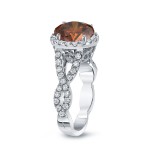Gold 2 3/4ct TDW Round Cut Brown Diamond Halo Engagement Ring - Handcrafted By Name My Rings™