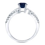 Gold 2/5ct Blue Sapphire and 1/3ct TDW Round Diamond Engagement Ring - Handcrafted By Name My Rings™