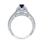 Gold 2/5ct Blue Sapphire and 1/8ct TDW Round Diamond Engagement Ring - Handcrafted By Name My Rings™