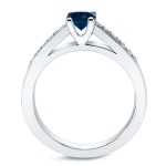 Gold 2/5ct Blue Sapphire and 3/5ct TDW Round Diamond Bridal Ring Set - Handcrafted By Name My Rings™