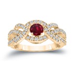 Gold 2/5ct Ruby and 3/5ct TDW Diamond Engagement Ring - Handcrafted By Name My Rings™