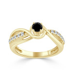 Gold 2/5ct TDW Black Round Diamond Engagement Ring - Handcrafted By Name My Rings™
