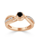 Gold 2/5ct TDW Black Round Diamond Engagement Ring - Handcrafted By Name My Rings™
