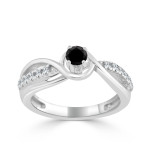 Gold 2/5ct TDW Black Round Diamond Engagement Ring - Handcrafted By Name My Rings™