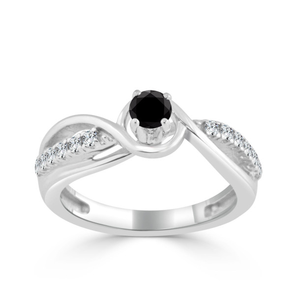 Gold 2/5ct TDW Black Round Diamond Engagement Ring - Handcrafted By Name My Rings™