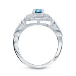 Gold 2/5ct TDW Blue Round Diamond Engagement Ring - Handcrafted By Name My Rings™