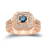 Gold 2/5ct TDW Blue Round Diamond Engagement Ring - Handcrafted By Name My Rings™