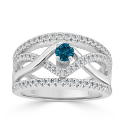 Gold 2/5ct TDW Braided Blue Diamond Engagement Ring - Handcrafted By Name My Rings™
