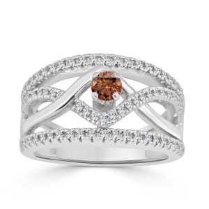 Gold 2/5ct TDW Braided Brown Diamond Engagement Ring - Handcrafted By Name My Rings™