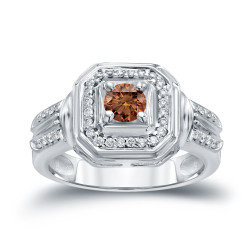Gold 2/5ct TDW Brown Round Diamond Engagement Ring - Handcrafted By Name My Rings™