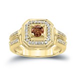 Gold 2/5ct TDW Brown Round Diamond Engagement Ring - Handcrafted By Name My Rings™
