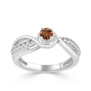 Gold 2/5ct TDW Brown Round Diamond Engagement Ring - Handcrafted By Name My Rings™