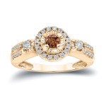 Gold 2/5ct TDW Brown and White Diamond Engagement Ring - Handcrafted By Name My Rings™