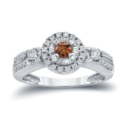 Gold 2/5ct TDW Brown and White Diamond Engagement Ring - Handcrafted By Name My Rings™
