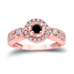 Gold 2/5ct TDW Halo Black and White Diamond Engagement Ring - Handcrafted By Name My Rings™