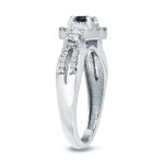 Gold 2/5ct TDW Halo Black and White Diamond Engagement Ring - Handcrafted By Name My Rings™