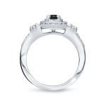 Gold 2/5ct TDW Halo Black and White Diamond Engagement Ring - Handcrafted By Name My Rings™