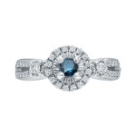 Gold 2/5ct TDW Halo Blue and White Diamond Engagement Ring - Handcrafted By Name My Rings™