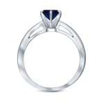 Gold 2ct 6-Prong Round Cut Blue Sapphire Solitaire Engagement Ring - Handcrafted By Name My Rings™