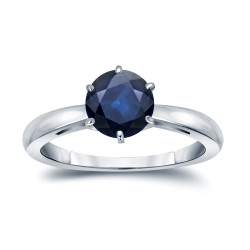 Gold 2ct 6-Prong Round Cut Blue Sapphire Solitaire Engagement Ring - Handcrafted By Name My Rings™