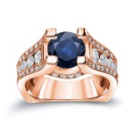 Gold 2ct Blue Sapphire and 1 1/4ct TDW Diamond Engagement Ring - Handcrafted By Name My Rings™