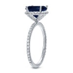 Gold 2ct Blue Sapphire and 3/5ct TDW Diamond Halo Ring - Handcrafted By Name My Rings™