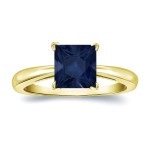 Gold 2ct Princess Cut Blue Sapphire Solitaire Ring - Handcrafted By Name My Rings™