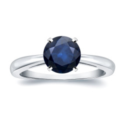 Gold 2ct Round Blue Sapphire Gemstone Solitaire Engagement Ring - Handcrafted By Name My Rings™