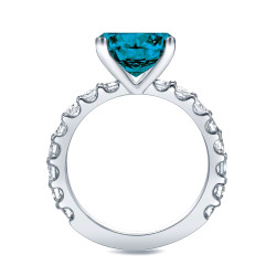 Gold 2ct TDW Blue Round Diamond Ring - Handcrafted By Name My Rings™