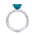 Gold 2ct TDW Blue Round Diamond Ring - Handcrafted By Name My Rings™