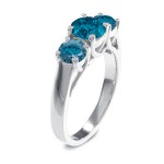 Gold 2ct TDW Blue Round Diamond Three-stone Ring - Handcrafted By Name My Rings™