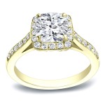 Gold 2ct TDW Certified Cushion Cut Diamond Engagement Ring - Handcrafted By Name My Rings™
