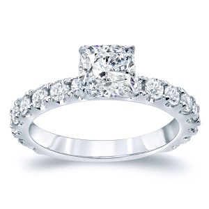 Gold 2ct TDW Certified Cushion Cut Diamond Engagement Ring - Handcrafted By Name My Rings™