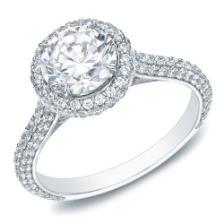 Gold 2ct TDW Certified Diamond Halo Engagement Ring - Handcrafted By Name My Rings™