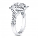 Gold 2ct TDW Certified Princess Cut Double Halo Diamond Ring - Handcrafted By Name My Rings™