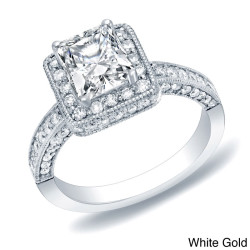 Gold 2ct TDW Certified Princess Cut Vintage Diamond Engagement Ring - Handcrafted By Name My Rings™