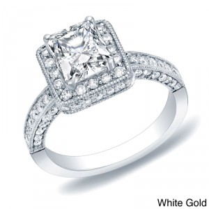 Gold 2ct TDW Certified Princess Cut Vintage Diamond Engagement Ring - Handcrafted By Name My Rings™