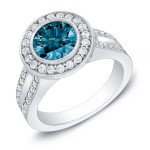 Gold 2ct TDW Contemporary Blue Diamond Ring - Handcrafted By Name My Rings™