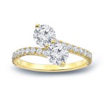 Gold 2ct TDW Diamond 3-Prong 2-Stone Engagement Ring - Handcrafted By Name My Rings™