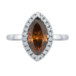 Gold 2ct TDW Marquise Halo Brown and White Diamond Ring - Handcrafted By Name My Rings™