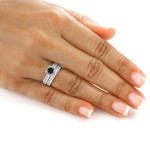 Gold 2ct TDW Round Black Diamond Bridal Ring Set - Handcrafted By Name My Rings™